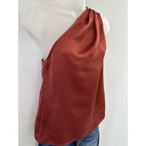 White House Black Market Red Satin One Shoulder Top Women's XS
